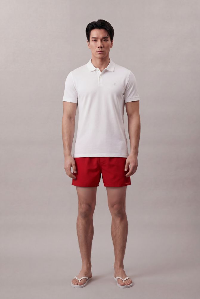 Shorts Elástico Liso Com Logo Lateral - Vermelho - Shorts Elástico Liso Com Logo Lateral Vermelho p