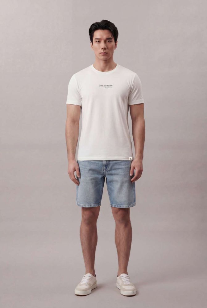 Camiseta Manga Curta Calvin Klein Jeans Masculino Game Set Listra Cos - Off White - Camiseta Manga Curta Calvin Klein Jeans Masculino Game Set Listra Cos Off White m