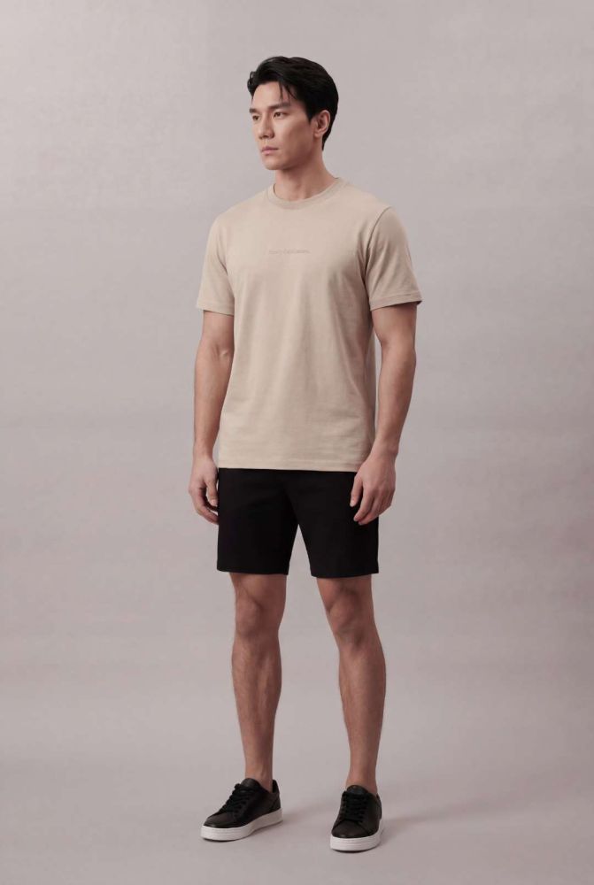 Camiseta Manga Curta Calvin Klein Jeans Masculino Embossed - Caqui Claro