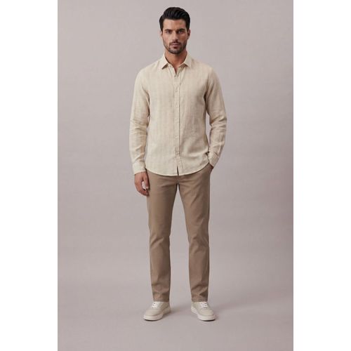 Camisa Manga Longa Slim Rustic Liocel - Areia