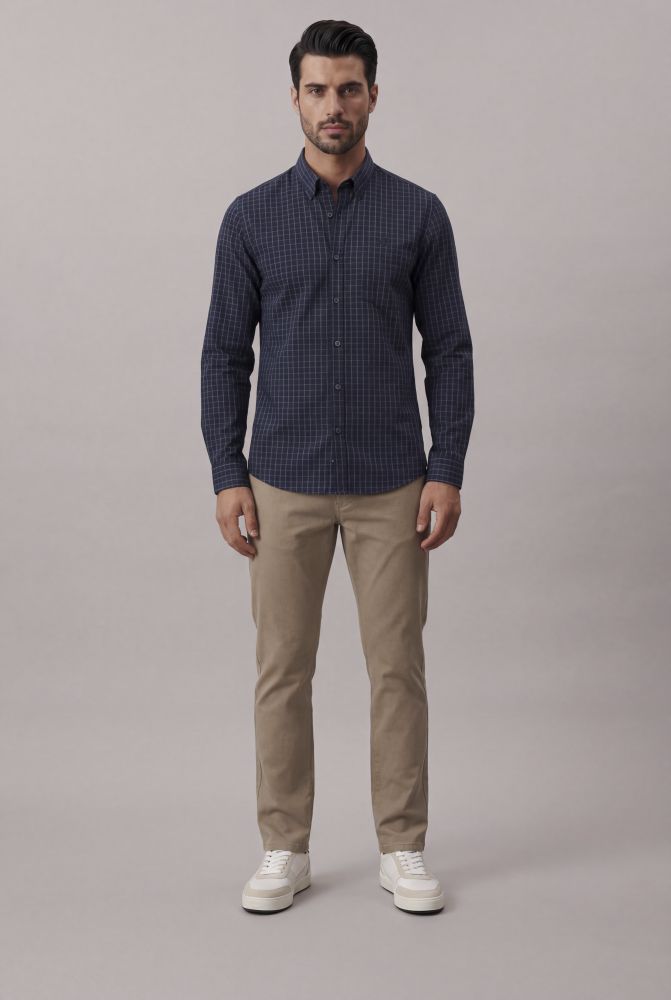 Camisa Manga Longa Slim Classic - Marinho - Camisa Manga Longa Slim Classic Marinho 5