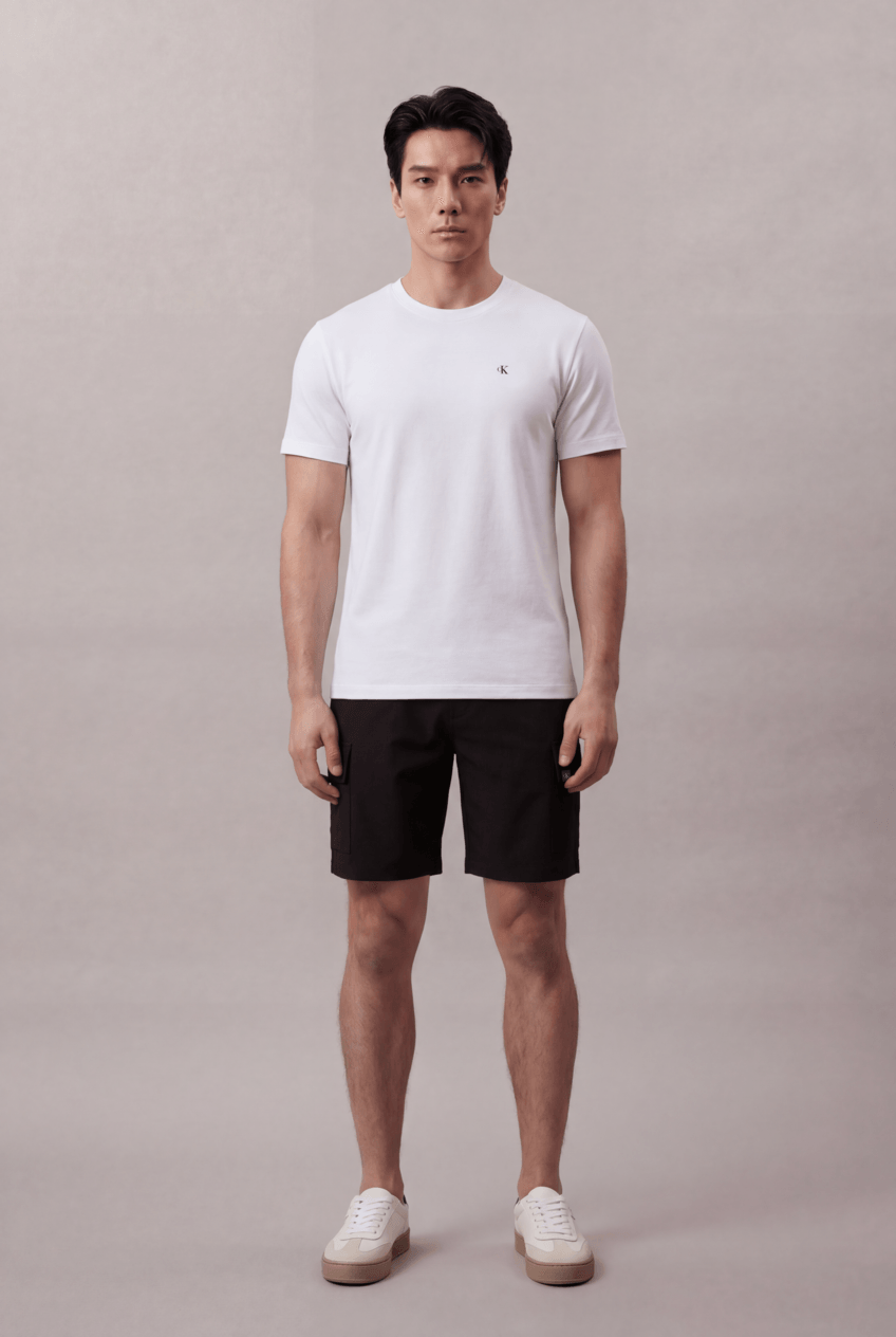 Camiseta Manga Curta Calvin Klein Jeans Masculino Logo Calvin Klein Costas - Branco