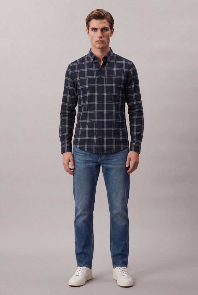 Camisa Ml Ckj Regular Flamê Check - Marinho