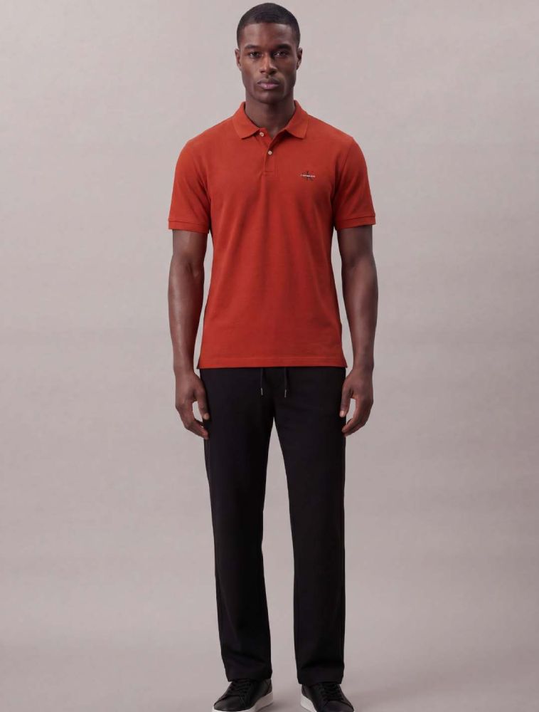 Polo Manga Curta Calvin Klein Jeans Masculino Logo Re Issue Peito - Ferrugem