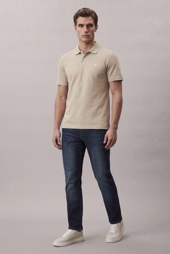 Polo Manga Curta Calvin Klein Jeans Regular Malhão - Caqui Claro