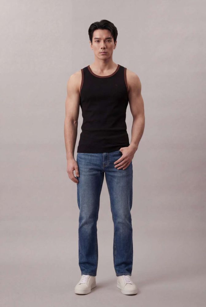 Regata Calvin Klein Jeans Masculino Ribana Friso Cor - Preto
