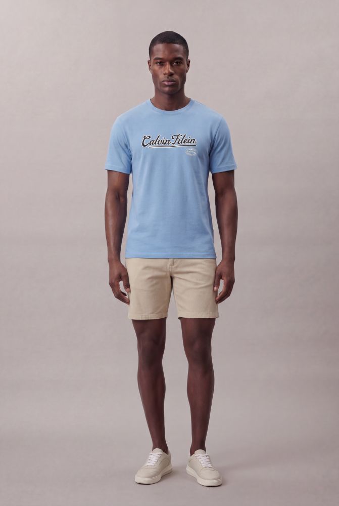 Camiseta Manga Curta Calvin Klein Jeans Masculino Calvin Bordado - Azul Claro