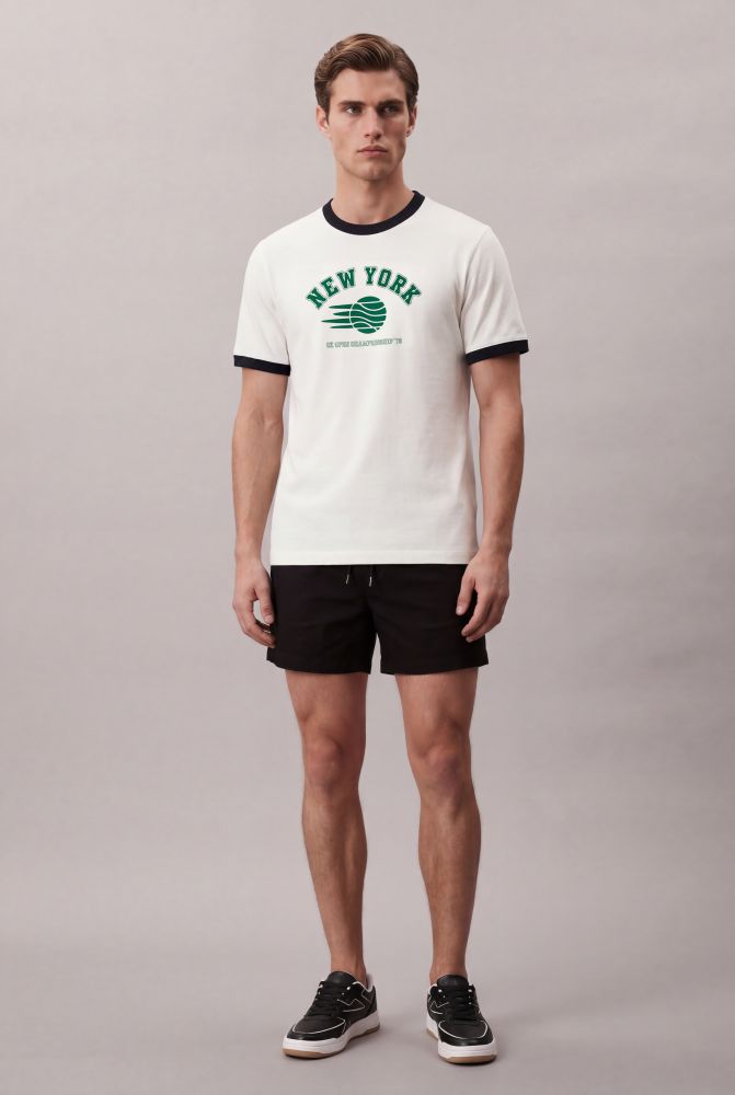 Camiseta Manga Curta Calvin Klein Jeans Masculino New York Tennis - Off White