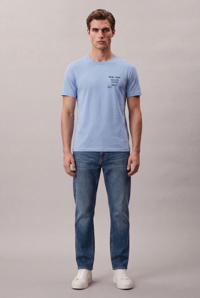 Camiseta Manga Curta Calvin Klein Jeans Masculino Sports Dpt. Costas - Azul Claro — Calvin Klein