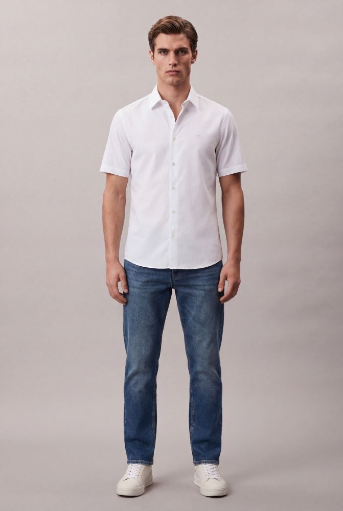 Camisa Manga Curta Calvin Klein Jeans Boxy Tricoline - Branco