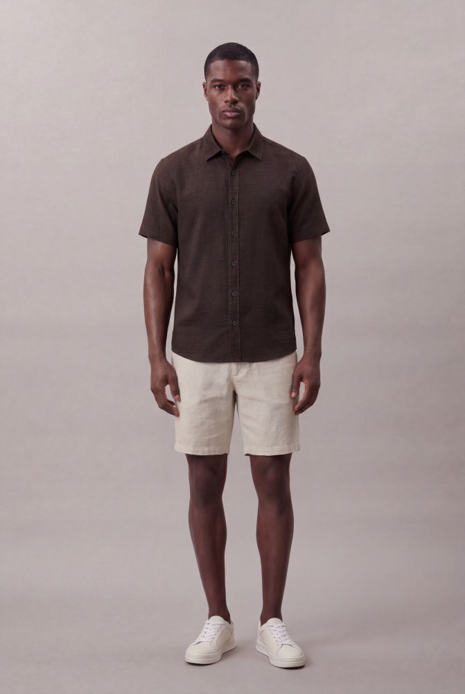 Camisa Manga Curta Calvin Klein Jeans Boxy Rustic - Marrom