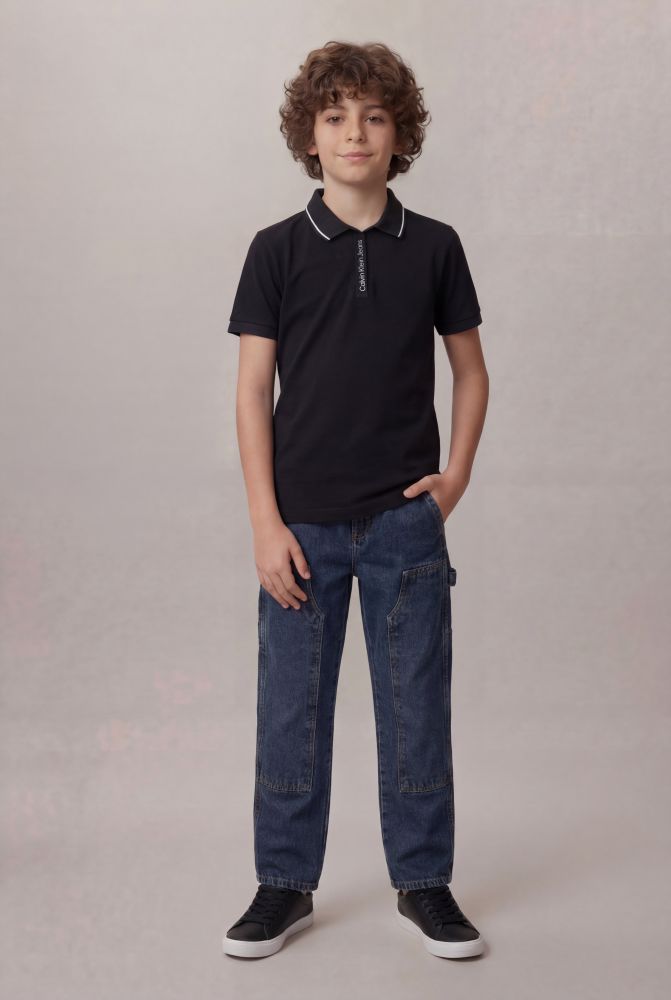Polo Manga Curta Calvin Klein Jeans Boy Logo Cadarço Peitilho - Marinho - Polo Manga Curta Calvin Klein Jeans Boy Logo Cadarço Peitilho Marinho 12