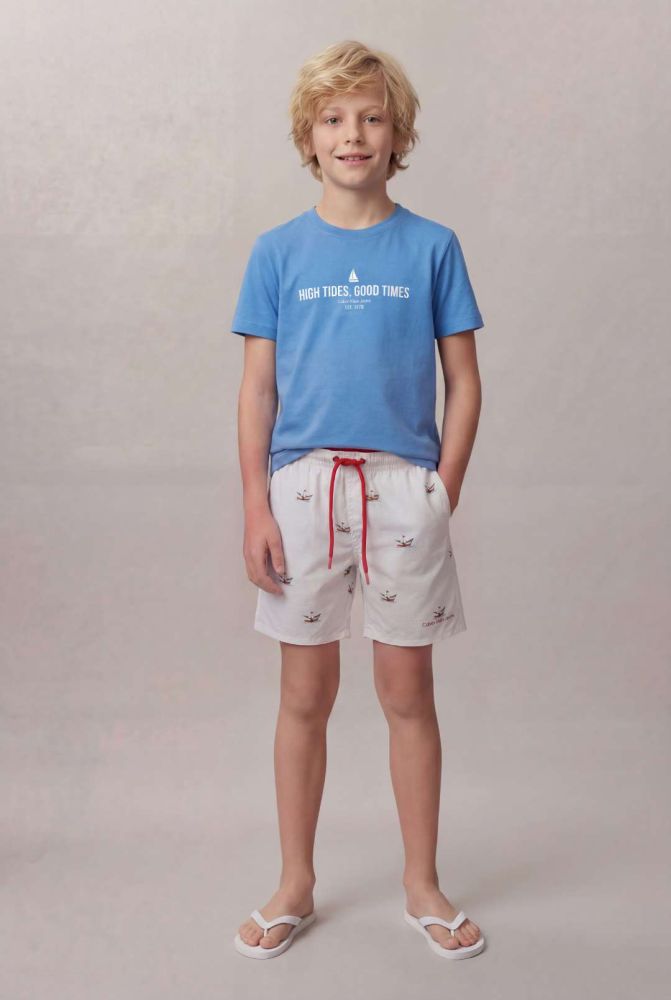 Camiseta Manga Curta Calvin Klein Jeans Boy High Tides Good Time - Azul Médio - Camiseta Manga Curta Calvin Klein Jeans Boy High Tides Good Time Azul Médio 6