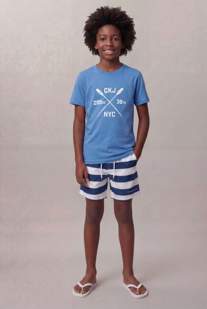 Camiseta Manga Curta Calvin Klein Jeans Boy Sailing - Azul Médio - Camiseta Manga Curta Calvin Klein Jeans Boy Sailing Azul Médio 8