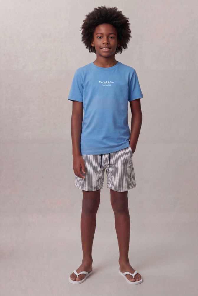 Camiseta Manga Curta Calvin Klein Jeans Boy Salt & Sun - Azul Médio