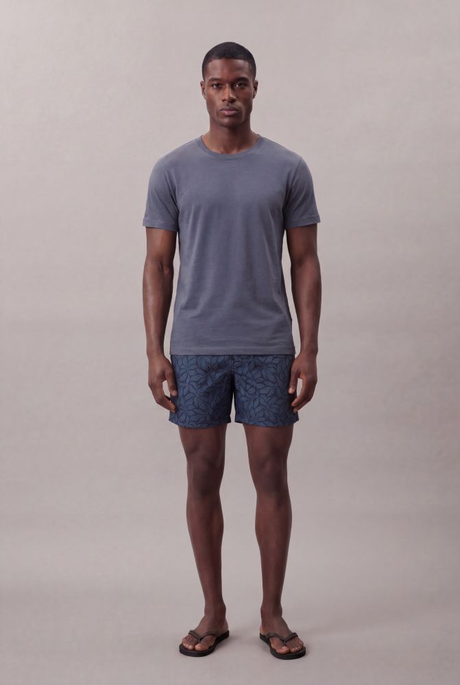 Shorts Swim Masc Folhas - Marinho