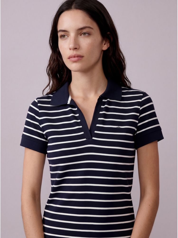 Polo Listrada com Retilínea com Contrast - Marinho