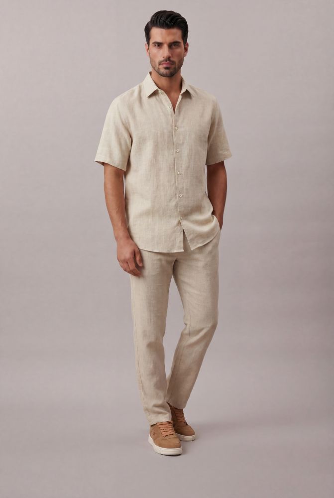 Camisa Manga Curta Rustic Liocel - Areia