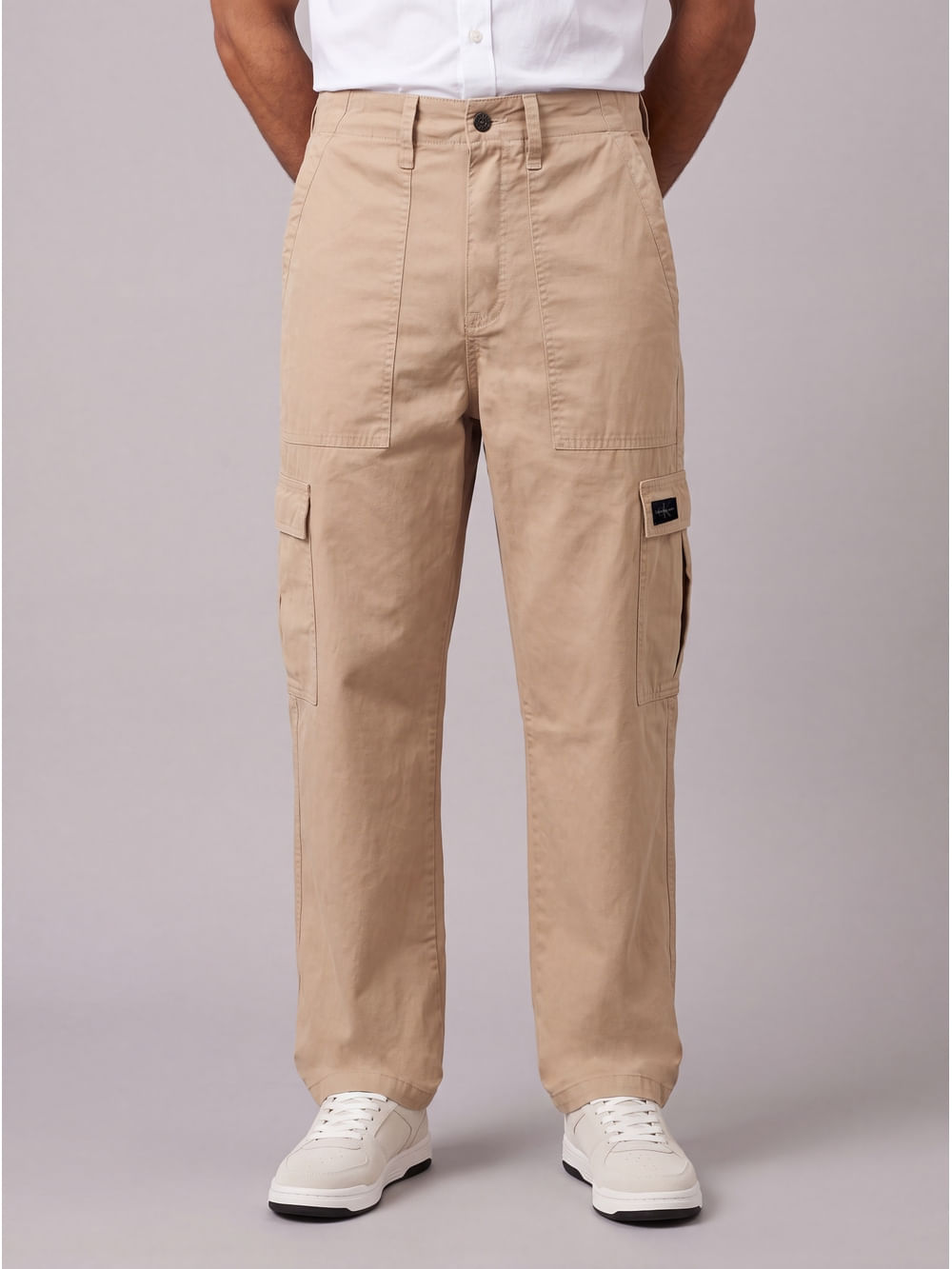 Calça Color Baggy Bolsos Cargo - Caqui Claro - Calça Color Baggy Bolsos Cargo Caqui Claro 44