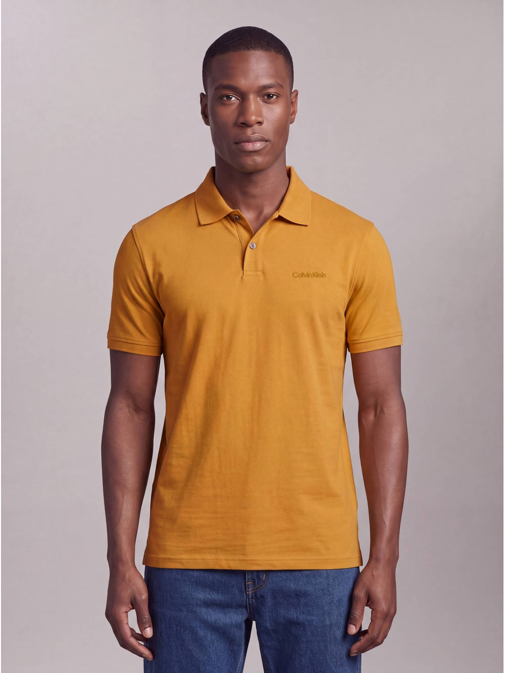 Polo Masculina Liquid Touch Calvin Klein - Mostarda