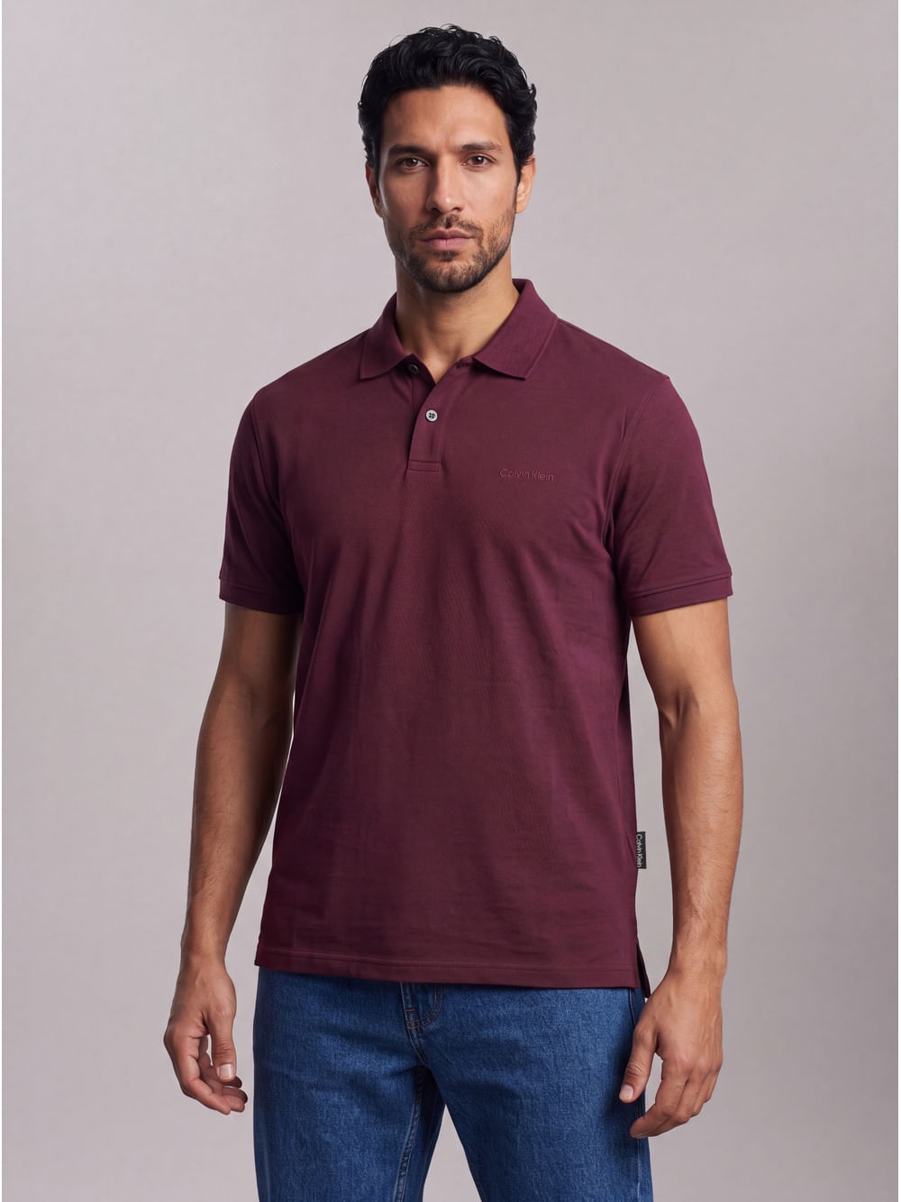 Polo Masculina Liquid Touch Calvin Klein - Bordo - Polo Masculina Liquid Touch Calvin Klein Bordo Gg