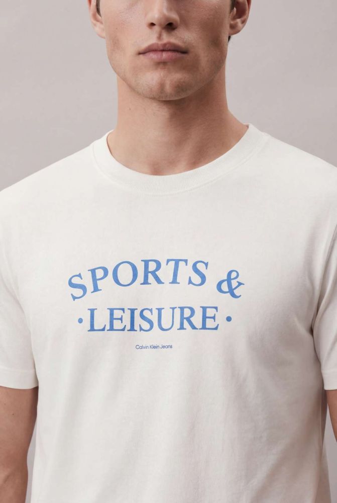 Camiseta Manga Curta Calvin Klein Jeans Masculino Sports & Leisure - Off White - Camiseta Manga Curta Calvin Klein Jeans Masculino Sports & Leisure Off White m