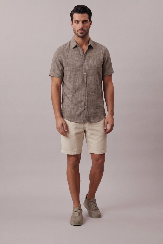 Camisa Manga Curta Masculino Rustic - Marrom