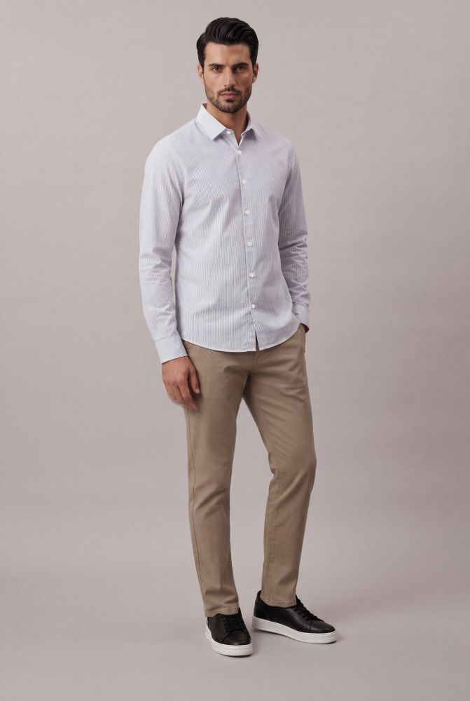 Camisa Manga Longa Slim Fio 60 - Branco