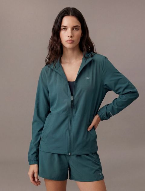 Jaqueta Corta Vento Calvin Klein Sport Feminino com Capuz - Petroleo — Calvin Klein