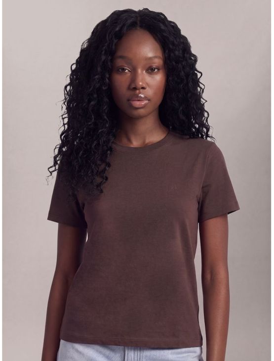 Camiseta Manga Curta Cks Feminino Meia Malha Pima - Marrom Camiseta Manga Curta Cks Feminino Meia Malha Pima Marrom m