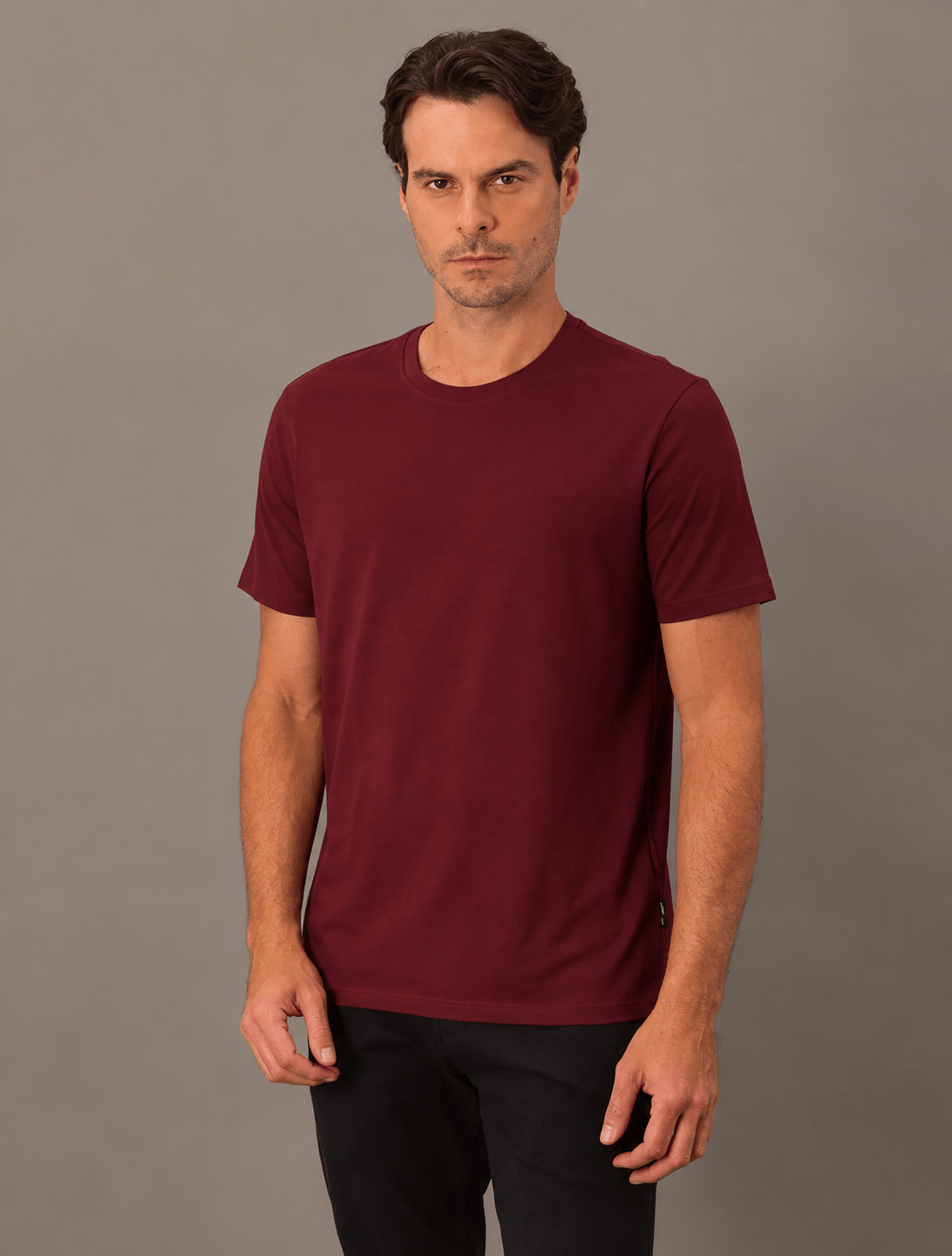 Camiseta Masculina Gola Careca Solid Liquid - Bordo