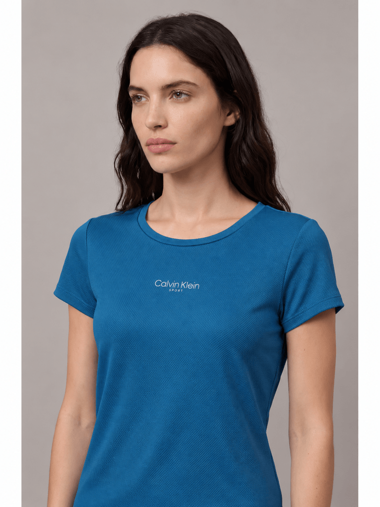 Camiseta Feminina Texturizada Calvin Klein Sport - Azul Médio