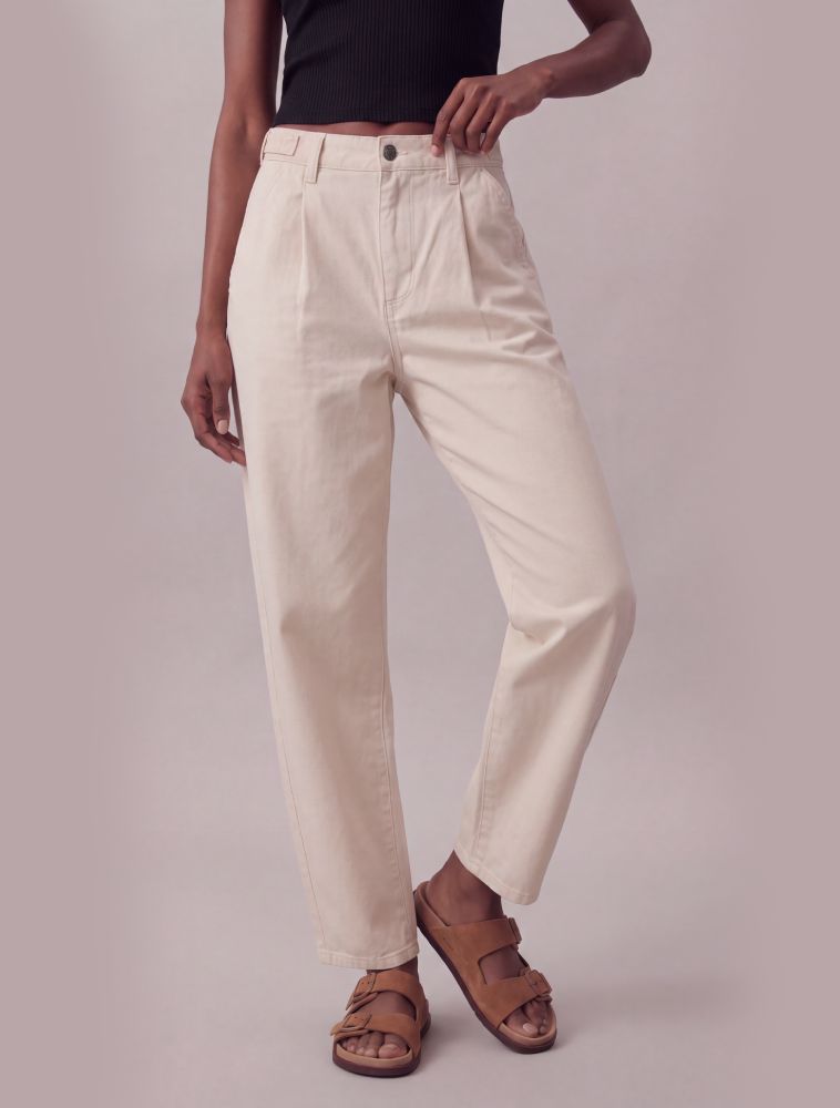 Calça Color Barrel Pregas - Areia - Calça Color Barrel Pregas Areia 42