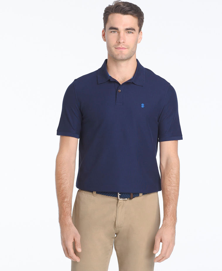 Polo Piquet Manga Curta Slim Masculino Azul Marinho Izod