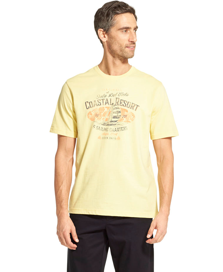 Camiseta Manga Curta Estampada Regular Masculino Amarela Izod