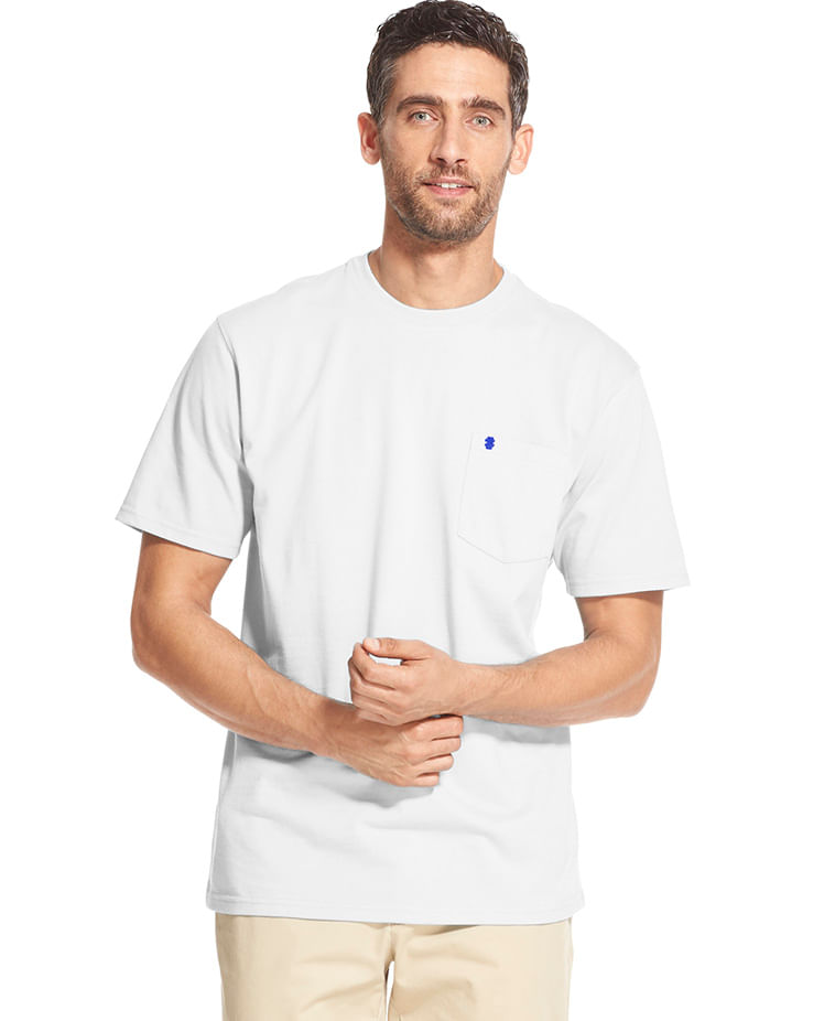 Camiseta Básica Manga Curta Com Bolso Regular Masculino Branco Izod