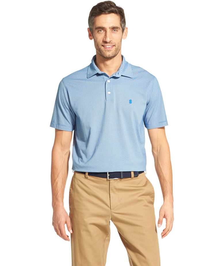 Polo Manga Curta Regular Masculino Listras Azul Carbono Izod