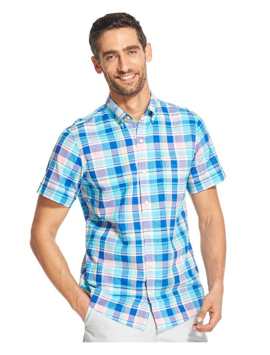 camisa xadrez masculina azul claro