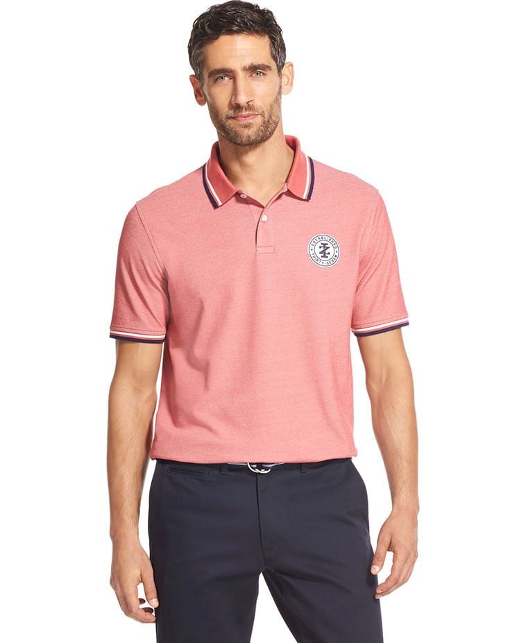 Polo Manga Curta Regular Masculino Logo Vermelho Izod