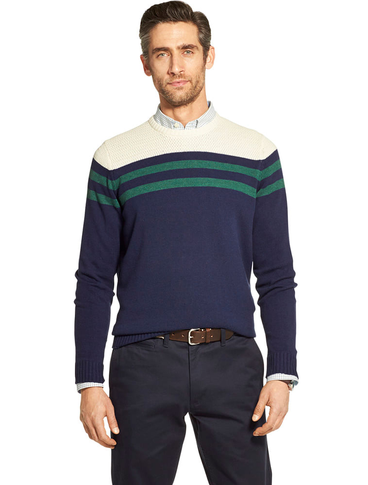 Suéter Tricot Listras Regular Masculino Azul Marinho Izod