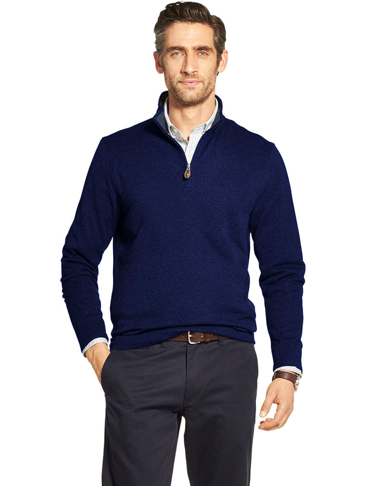 Blusa Manga Longa Ziper Regular Masculino Marinho Izod