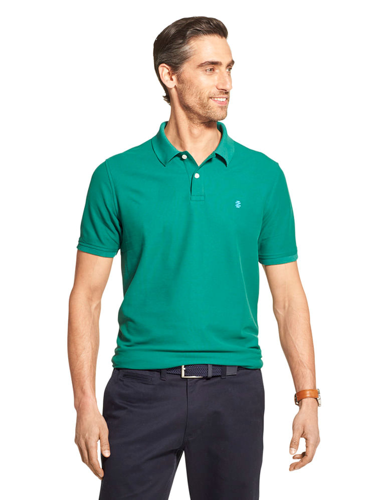 Polo Piquet Manga Curta Regular Masculino Verde Escuro Izod