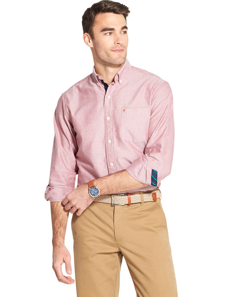 Camisa Básica Manga Longa Regular Masculino Vermelho Izod