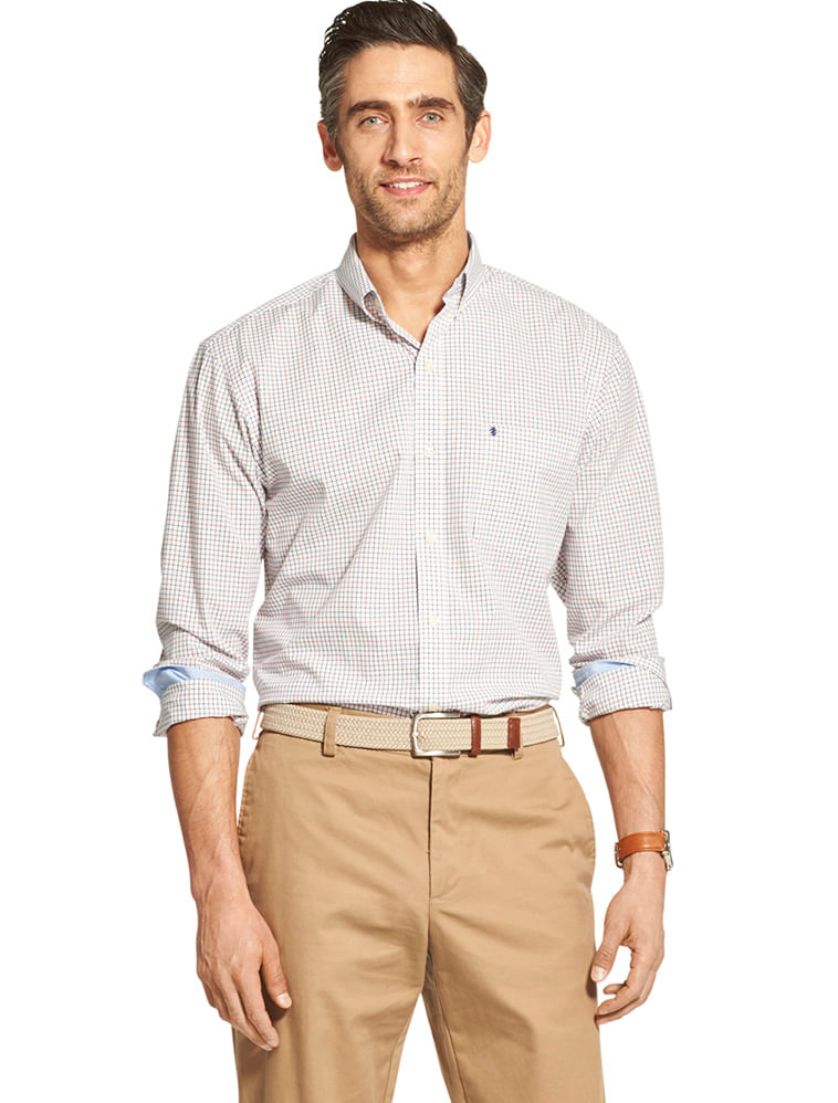 Camisa Xadrez Manga Longa Regular Masculino Vermelho Izod