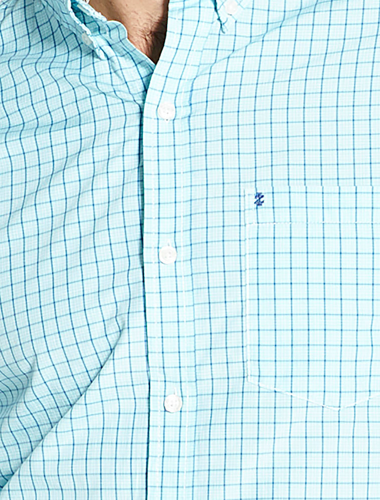 Camisa Xadrez Manga Longa Regular Masculino Azul Izod