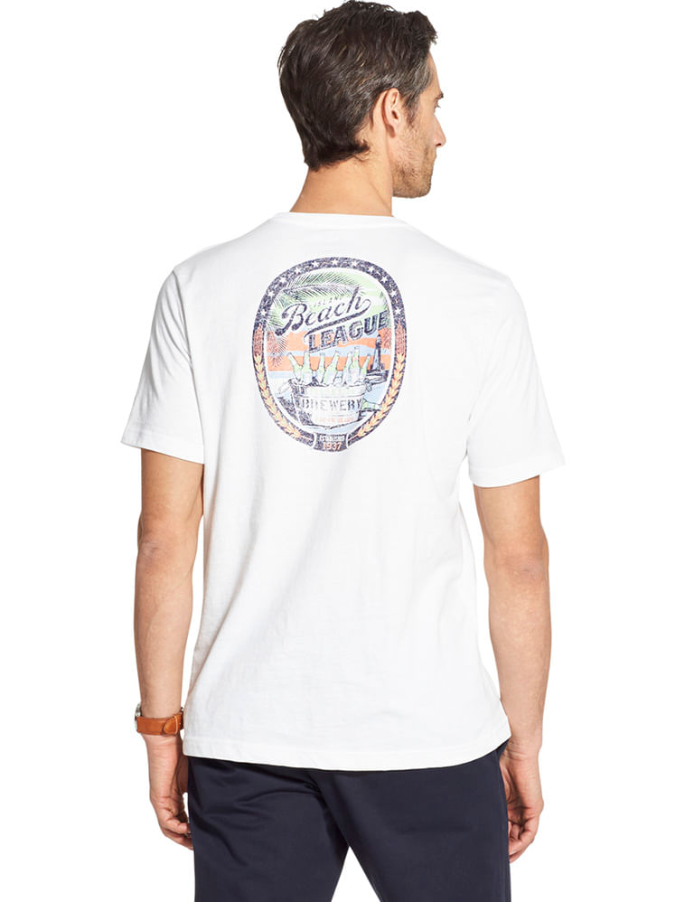 Camiseta Manga Curta Estampada Regular Masculino Branca Izod