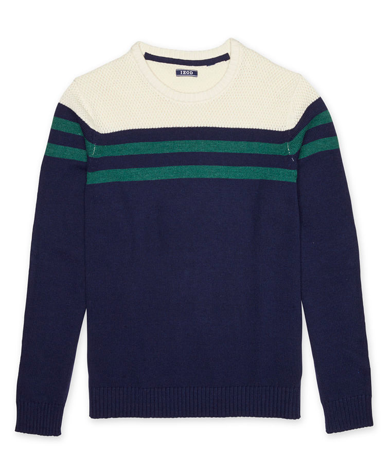 Suéter Tricot Listras Regular Masculino Azul Marinho Izod