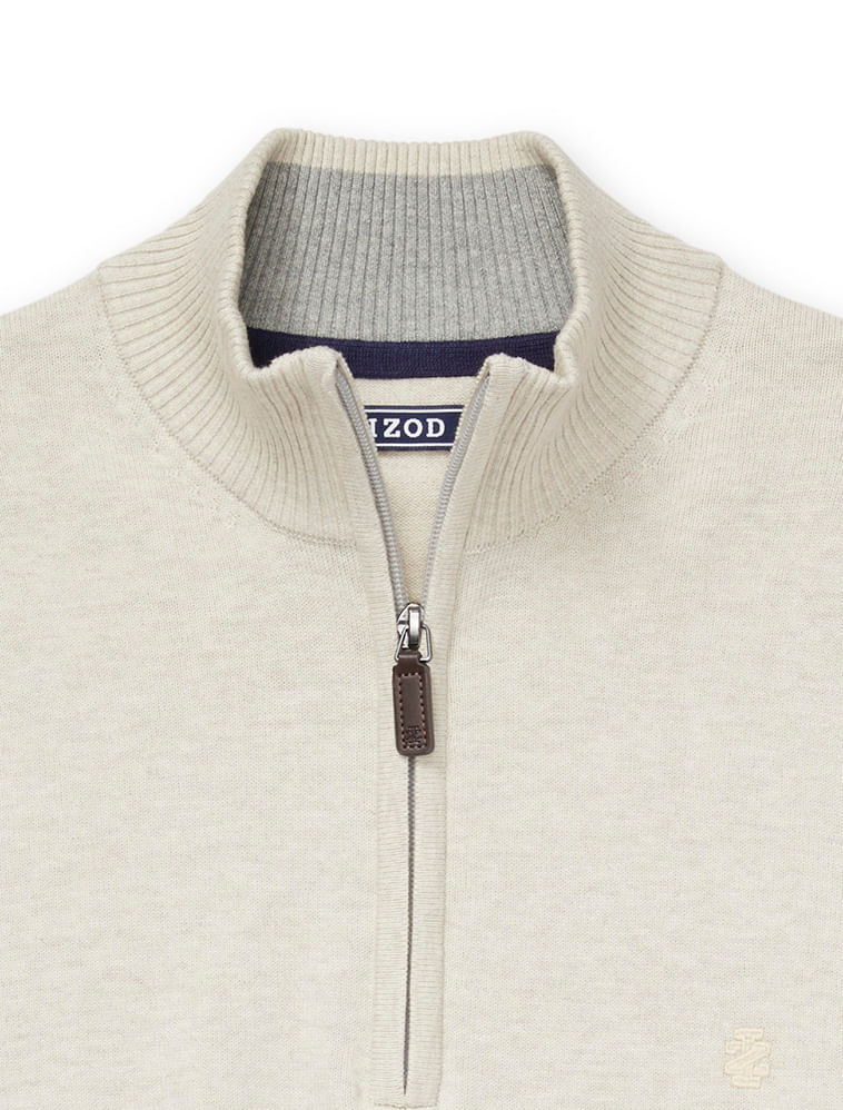 Suéter Tricot Meio Zíper Regular Masculino Areia Izod