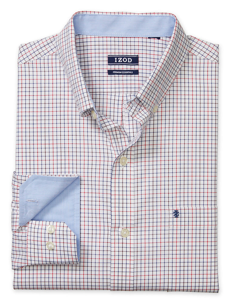 Camisa Xadrez Manga Longa Regular Masculino Vermelho Izod