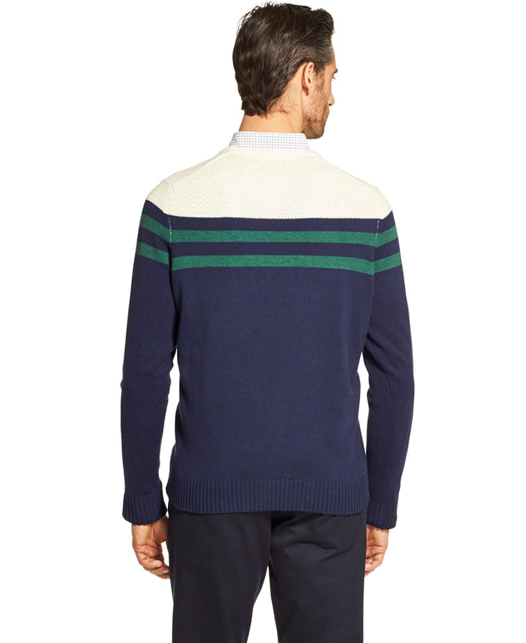 Suéter Tricot Listras Regular Masculino Azul Marinho Izod